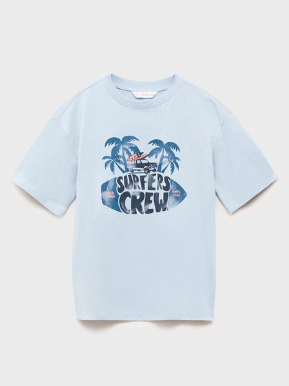MANGO KIDS Helesinine Poiste t-särk lühikeste varrukatega