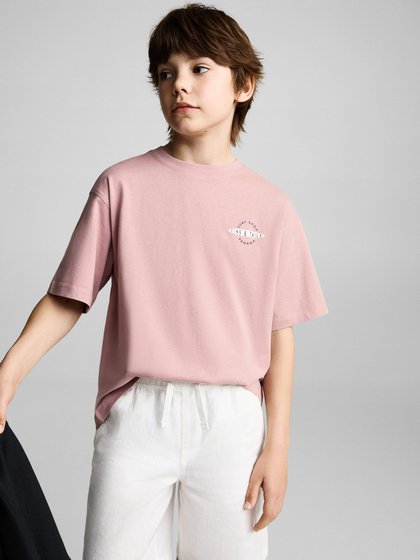 MANGO KIDS Roosa Poiste t-särk lühikeste varrukatega