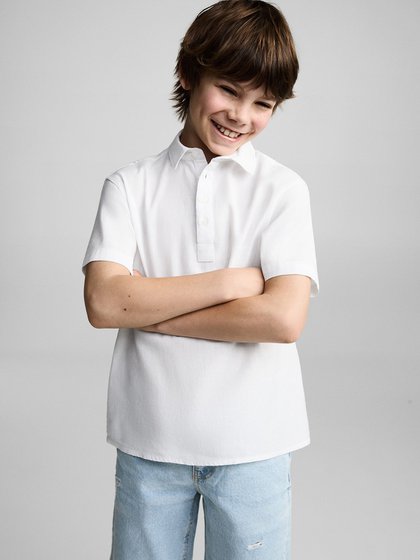 MANGO KIDS Valge Poiste polo särk lühikeste varrukatega