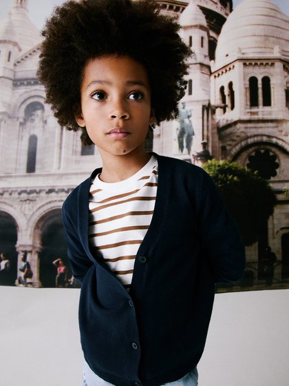 MANGO KIDS Navy boy's cardigan