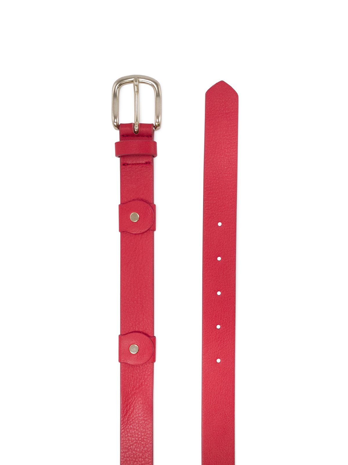 MARELLA Red Leather Belt with M Logo Buckle Leather belt with loop detail, bordeaux | Marella main image 2