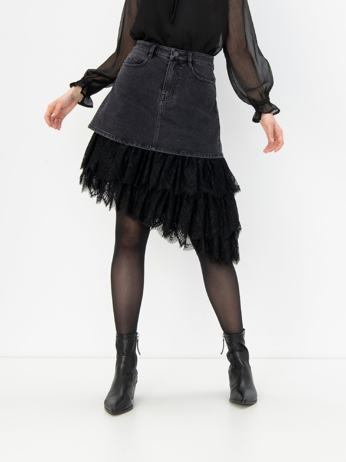 ●Sienne● Amelie Modal Skirt Black S5USK01BK Black Side Slit Skirt | Ann Andelman Official