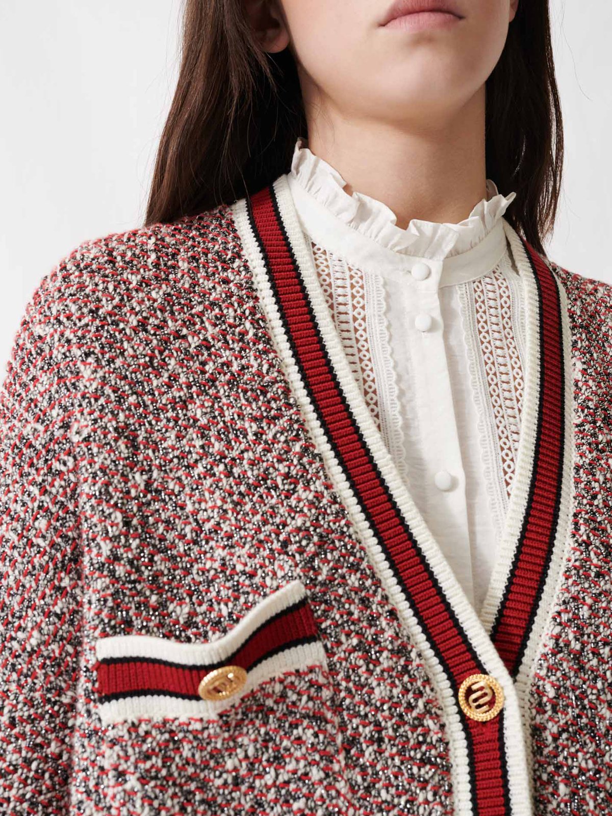 maje red cardigan