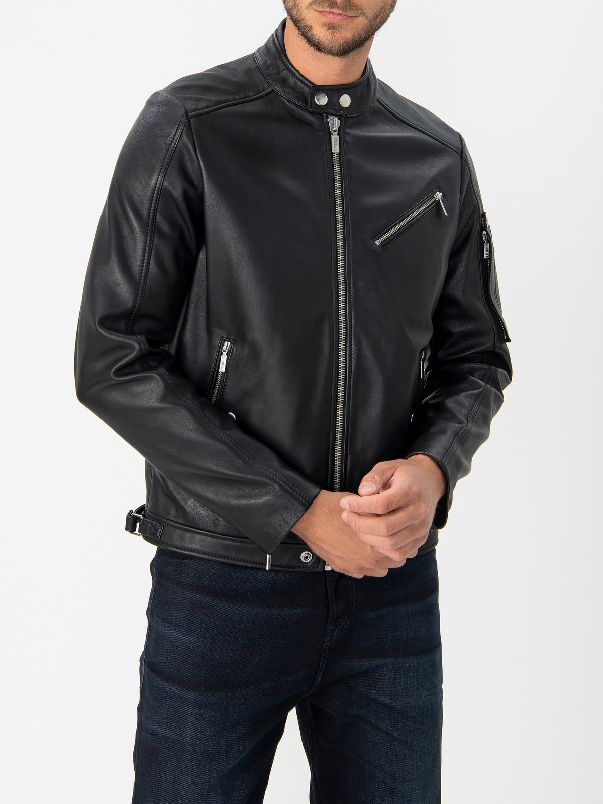 Men's leather jacket black Diesel | Soulz.lt