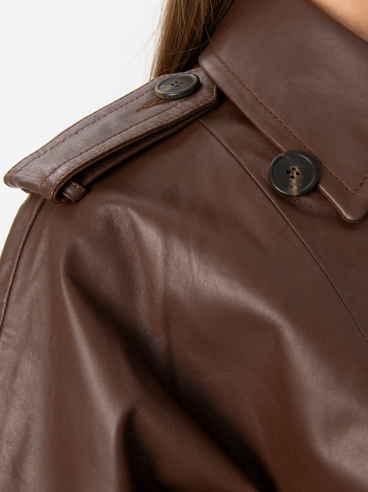 Women's leather jacket brown Weekend Max Mara | Soulz.lt