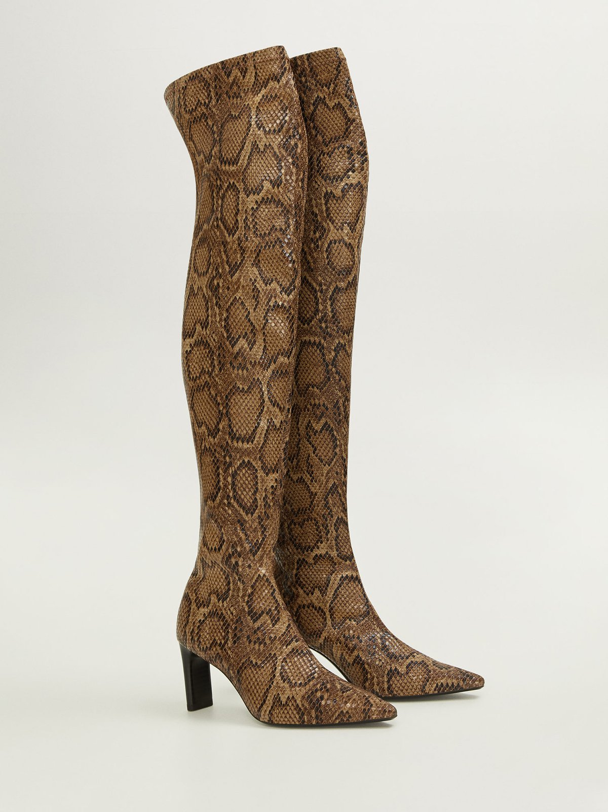 Mango snakeskin outlet knee high boots