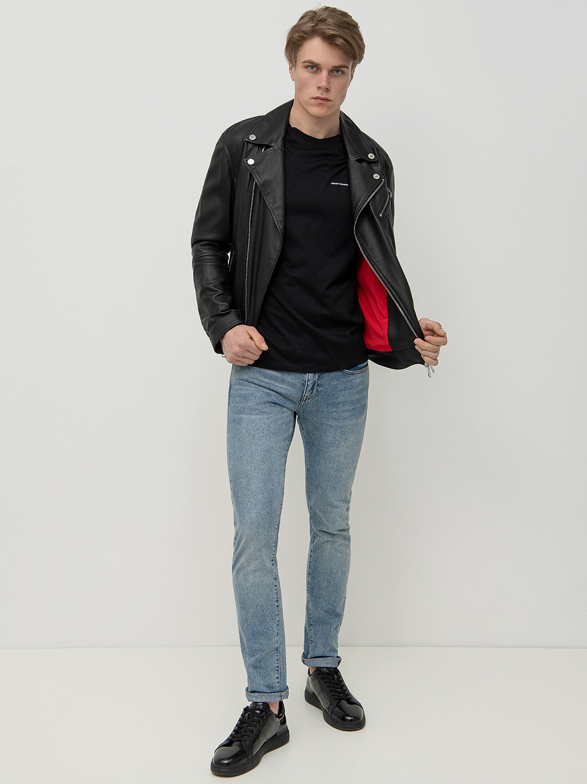 Men's leather jacket black Armani Exchange | Soulz.lt