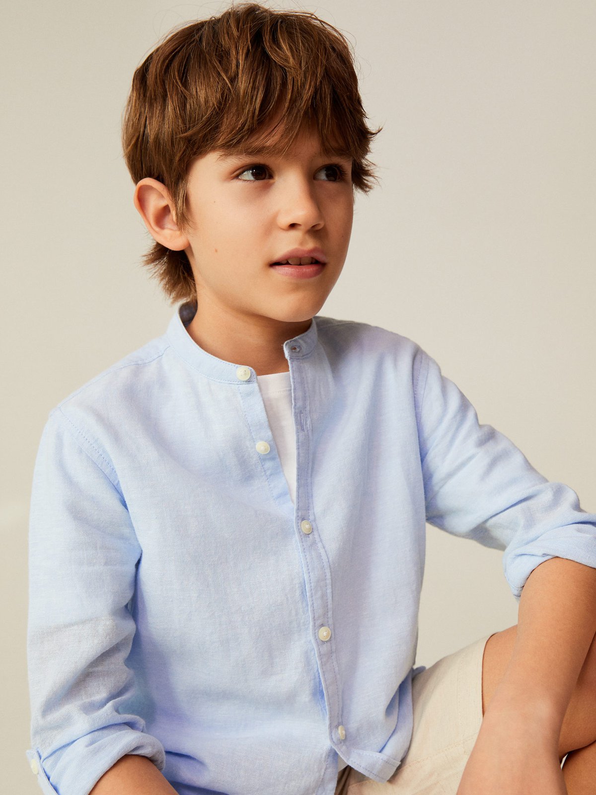 boys collarless shirt