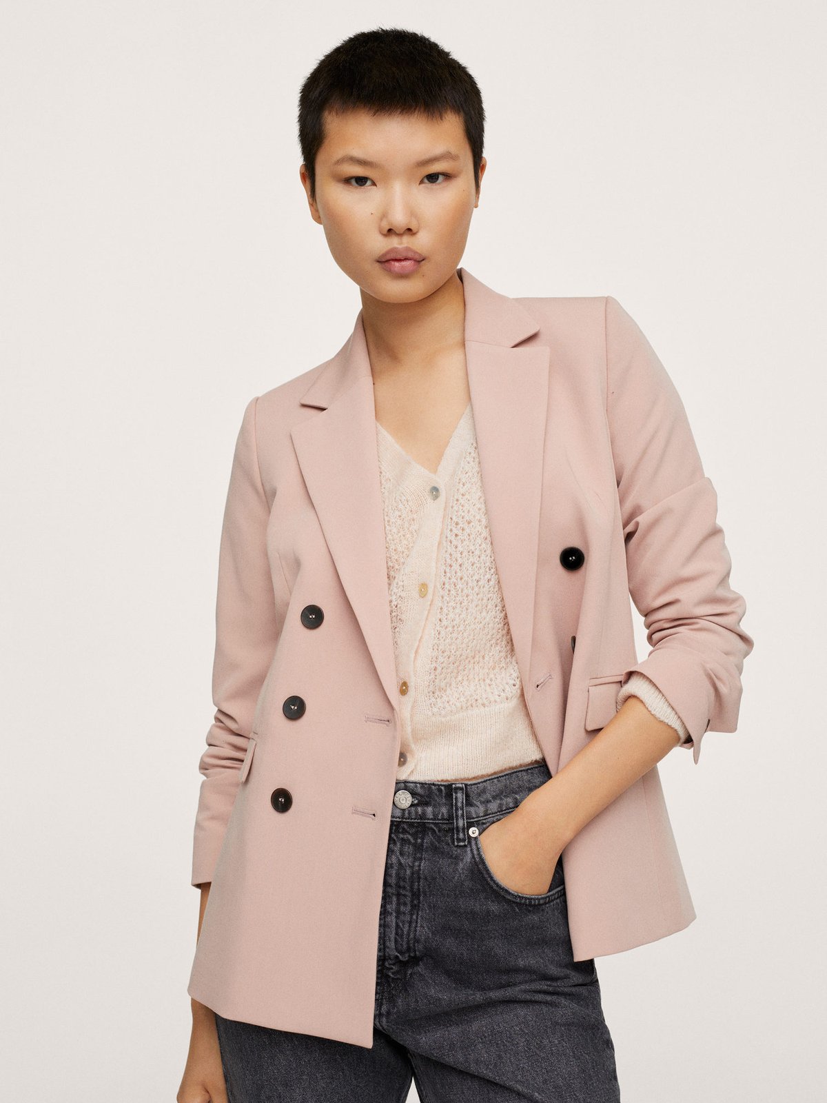 Mango blazer pink best sale