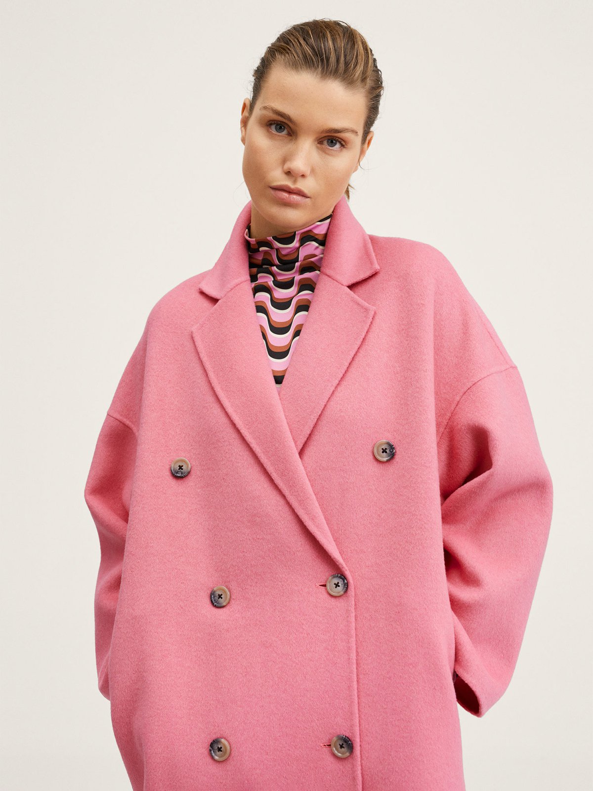 Mango pink shop wool coat