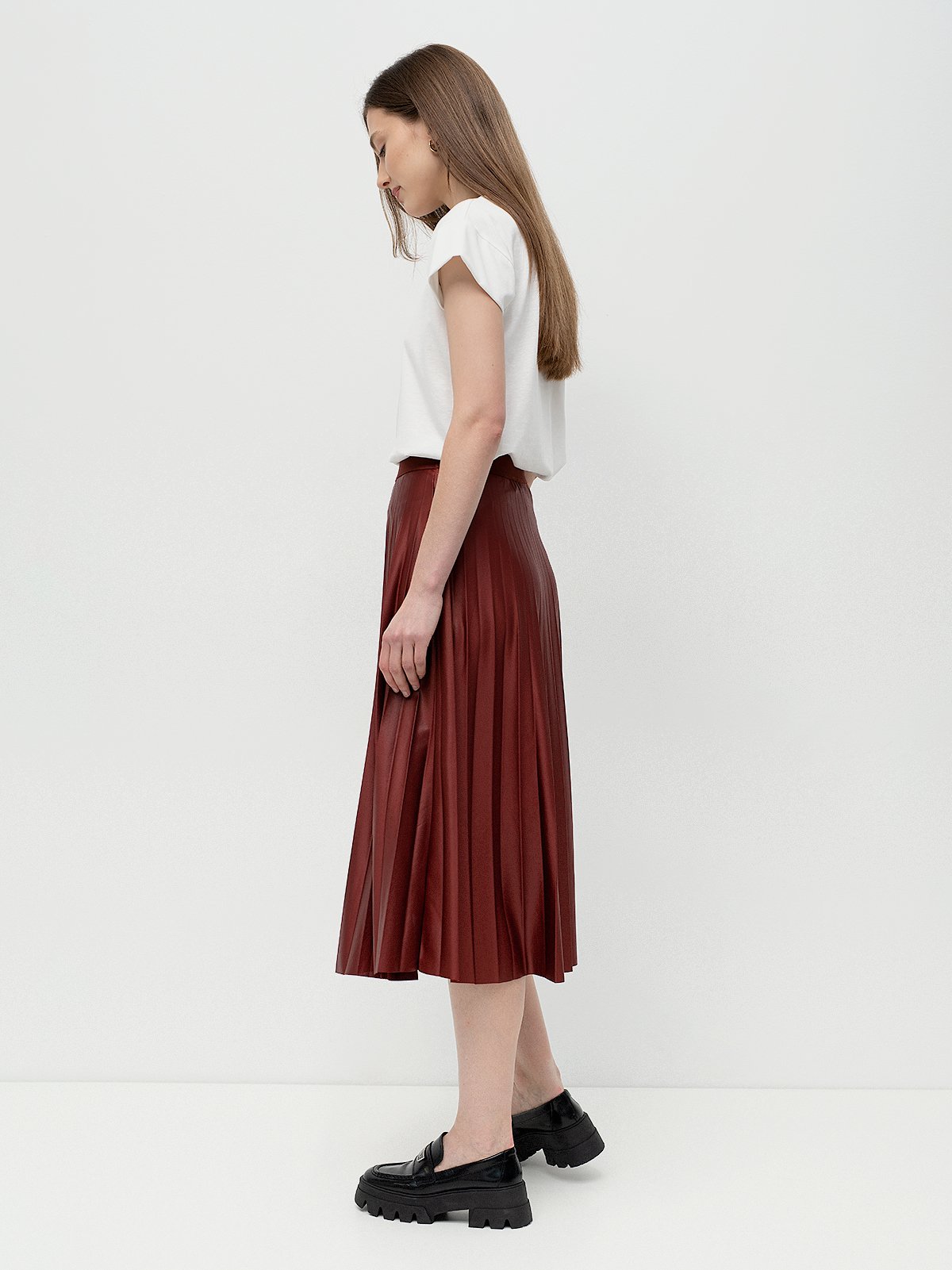 Vila burgundy leather clearance skirt