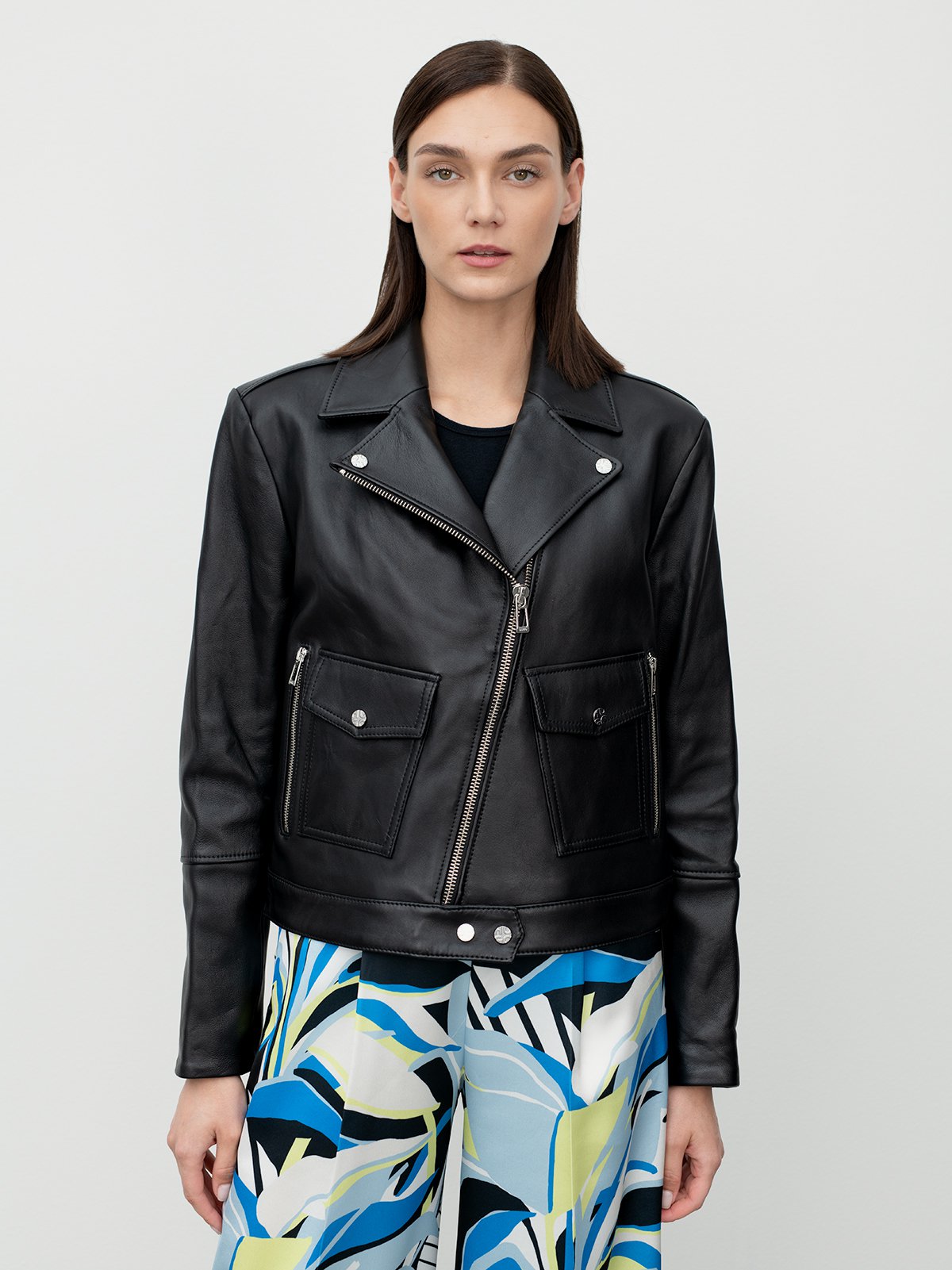 Women s leather jacket black HUGO Soulz.lt