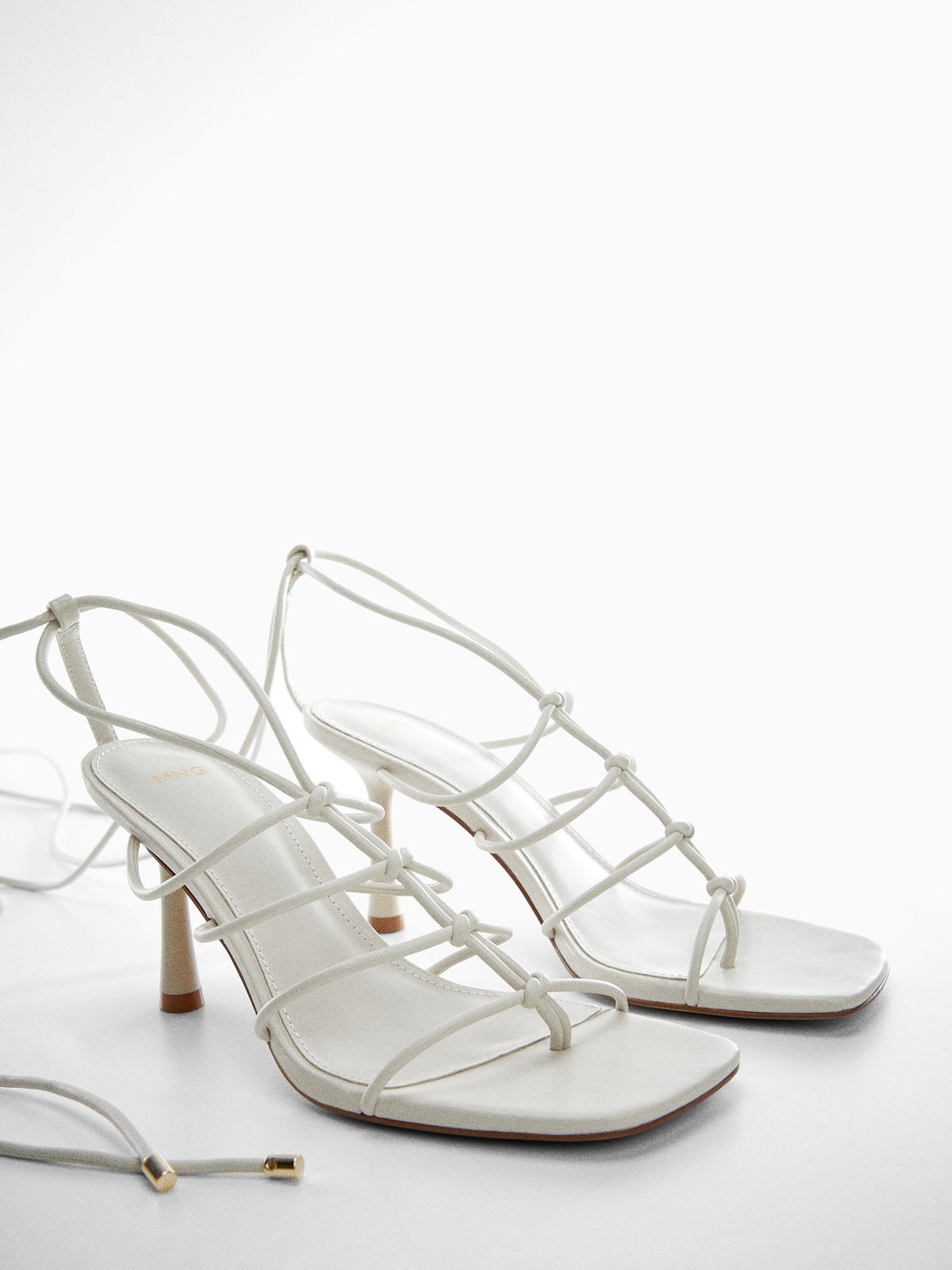 Mango Sun Block Heel Leather Sandals, Off White, 2