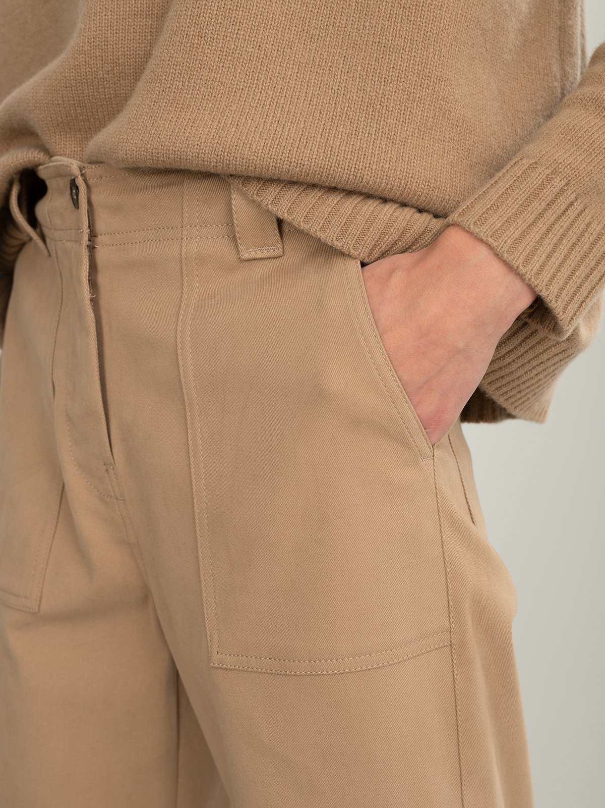 Tan Cargo Pocket Trousers by Max Mara on Sale