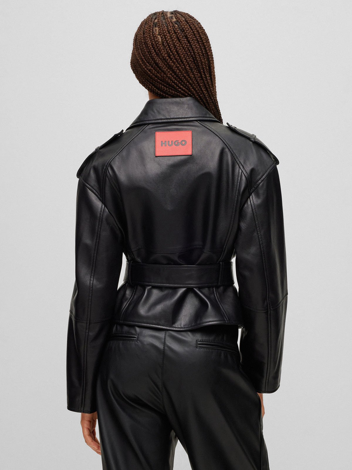 Hugo boss women deals leather jacket