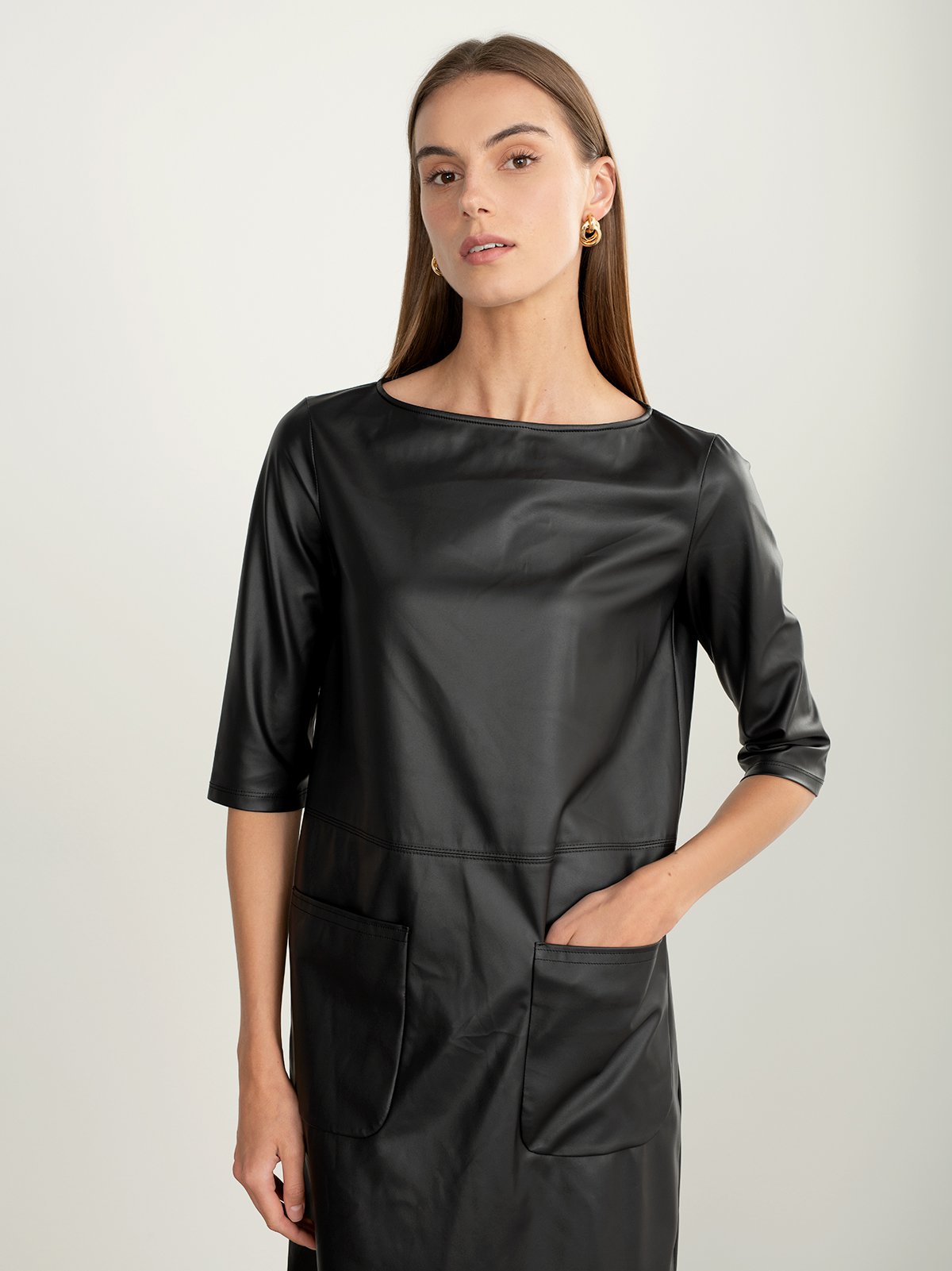 Max mara discount black leather dress