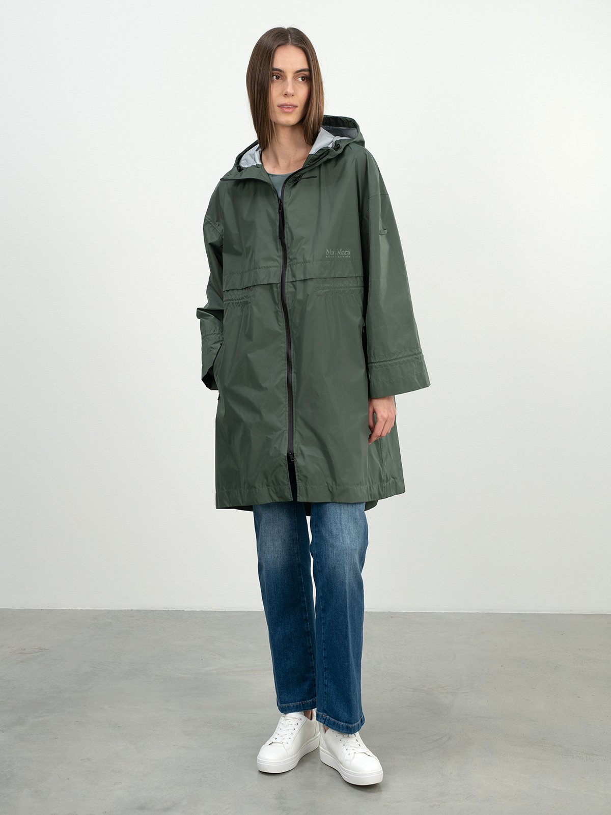 WEEKEND MAX MARA Olimpia Taffeta Long Rain Jacket with hood