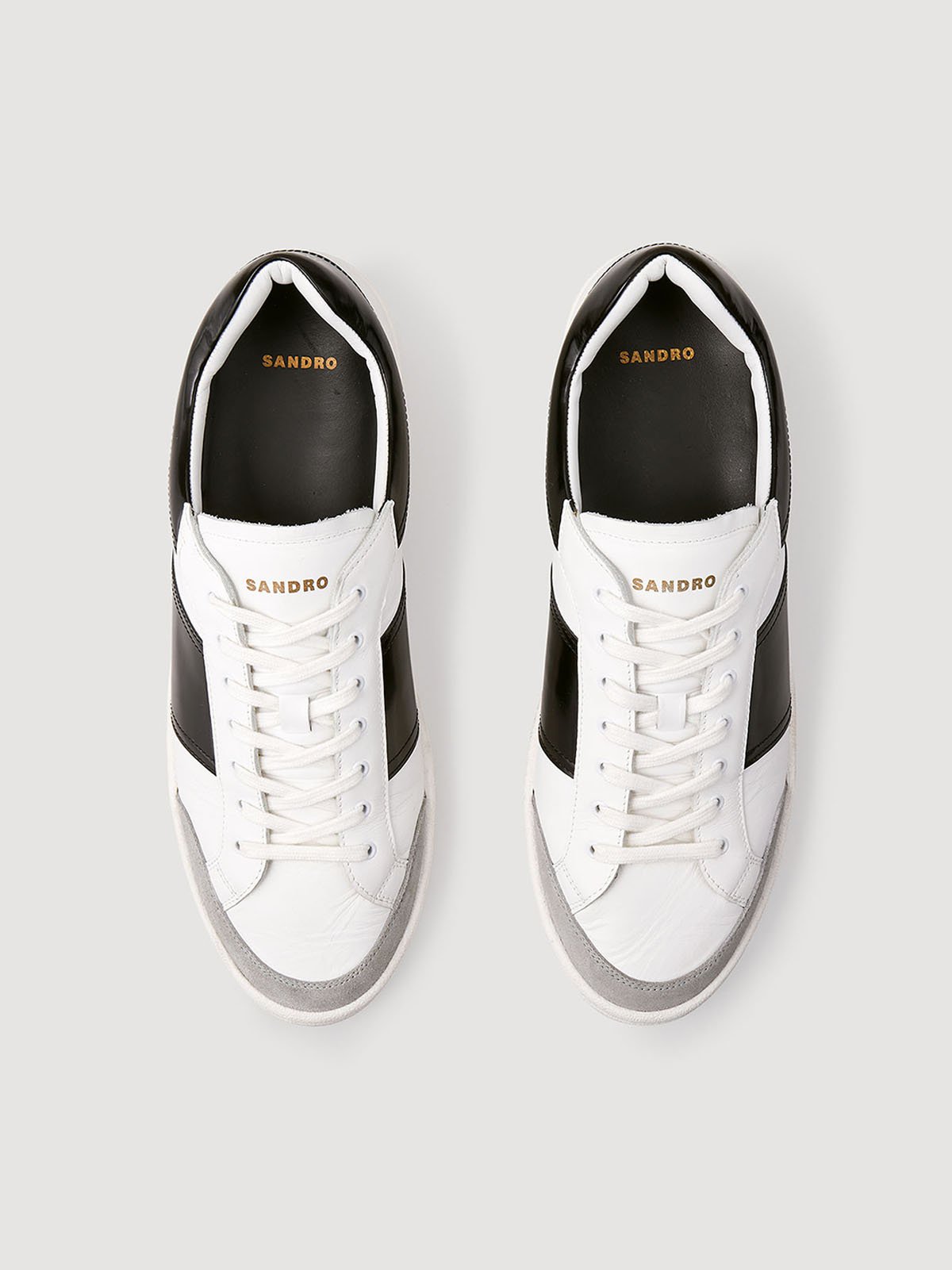 【Sandro】メンズ メッシュ&レザー スニーカー SANDRO レザー&メッシュ スニーカー メタリック | THE OUTNET