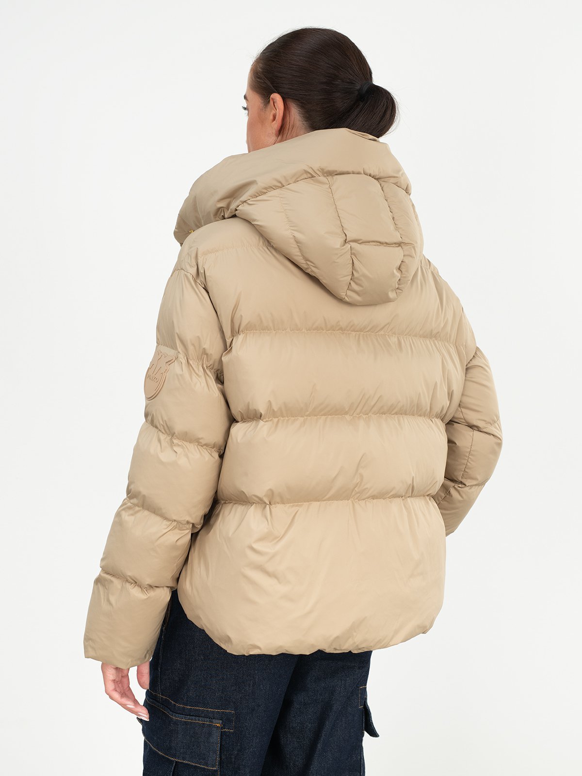pinko ベージュ フード付き Pinko Padded Crystal Nylon Pea Jacket Beige Pinko