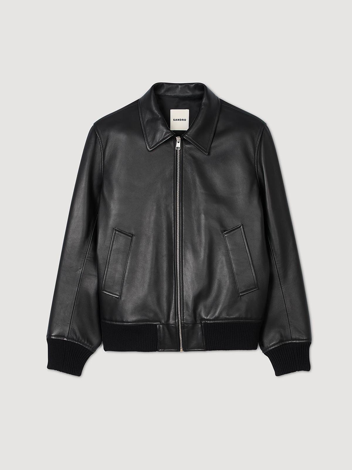 Men's leather jacket black Sandro