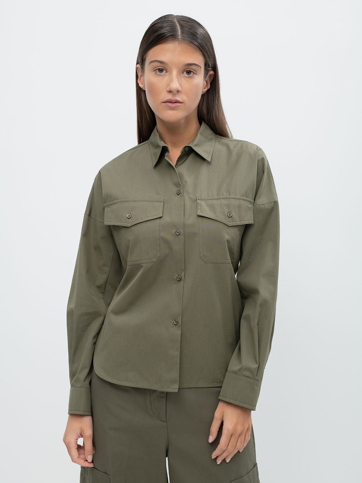 Women's shirt l/s chaki Weekend Max Mara | Soulz.lt