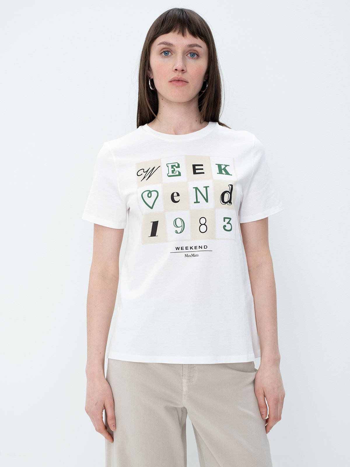MaxMara WEEKEND 1983 Tシャツ Lサイズ MAX MARA WEEKEND】「1983」スパンコール Cabina Tシャツ