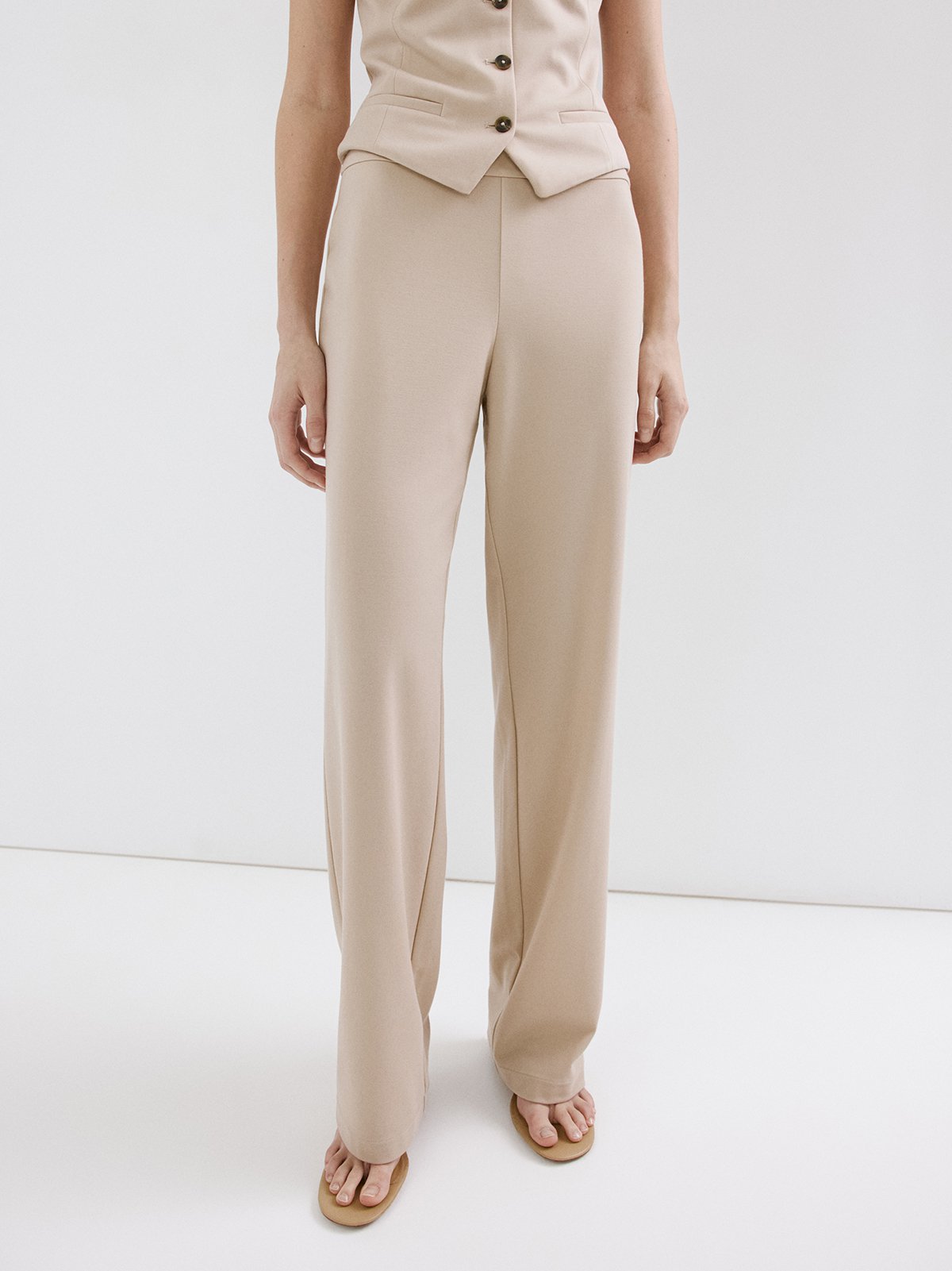 Women's trousers creamy MANGO | Soulz.lt