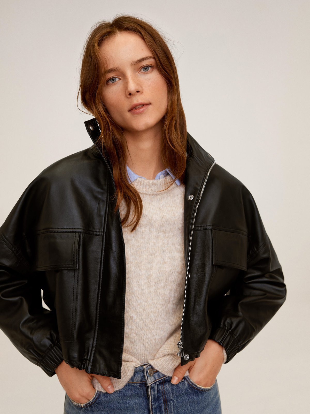 Mango ladies hotsell leather jacket