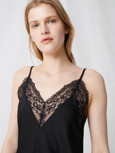 black lace slip top