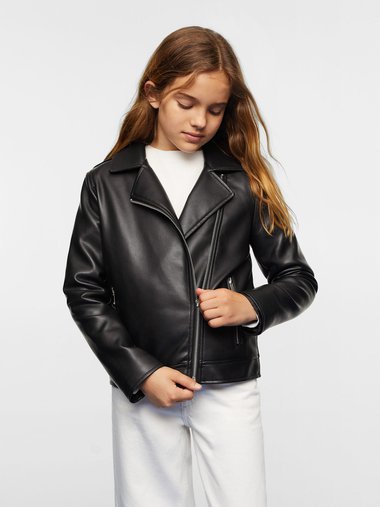 Mango kids sale leather jacket