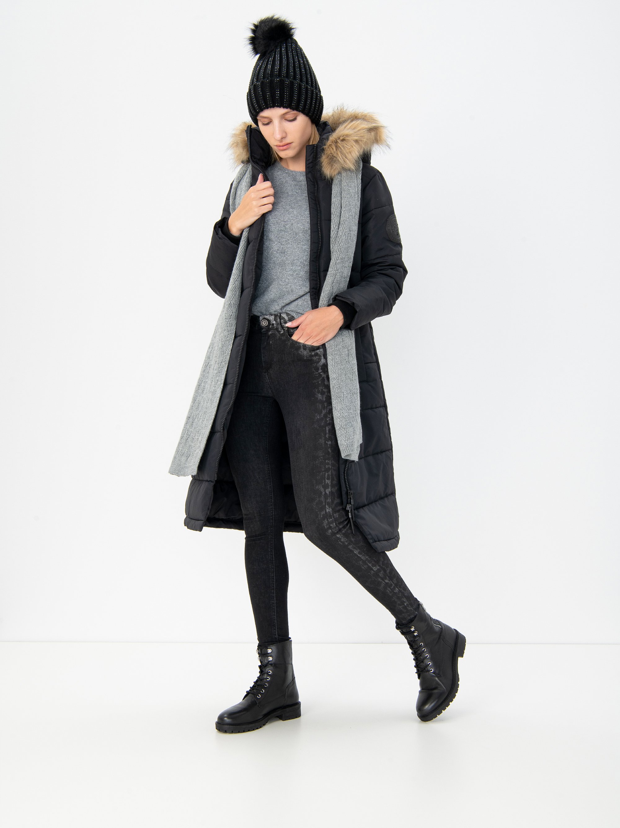 Winter Coat Mint Velvet Black Pu Mix Padded Parka Mint Velvet