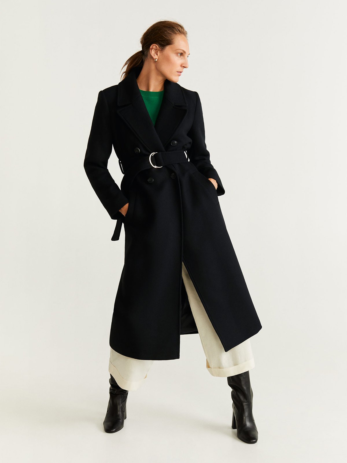 mango long black coat