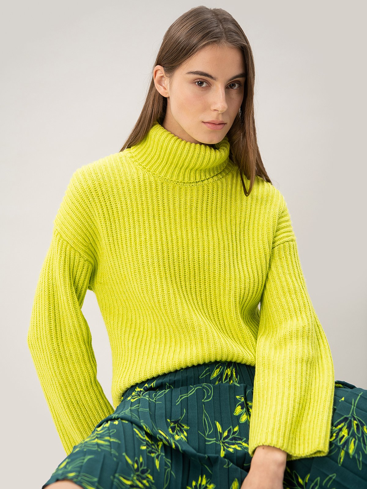 ladies yellow polo neck jumper