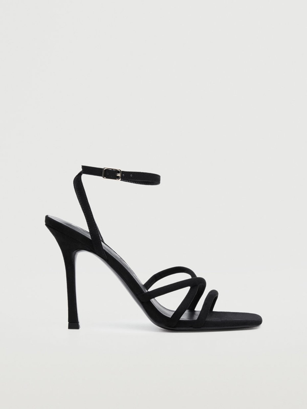 black suede high heel sandals