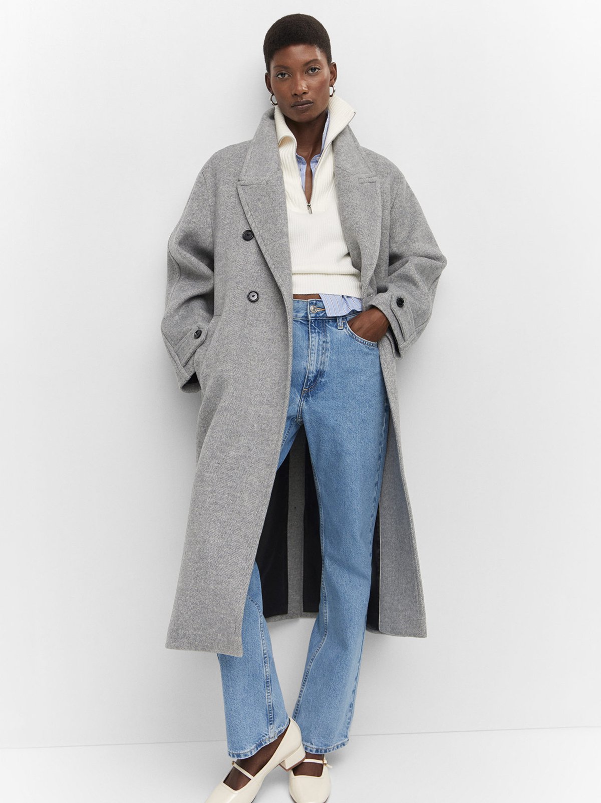 Grey coat outlet mango