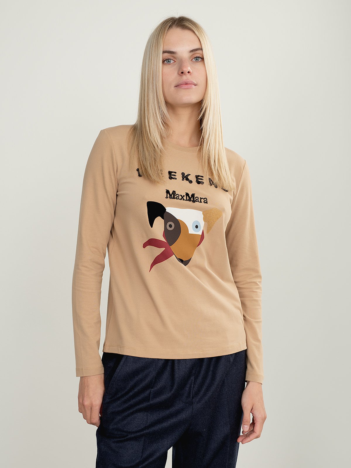 Women's t-shirt l/s beige Weekend Max Mara | Soulz.lt