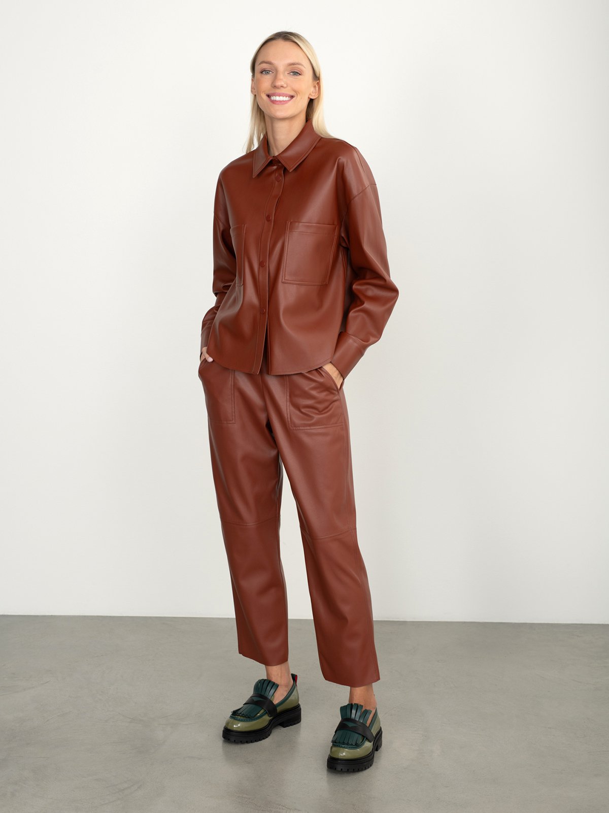 Zara brown leather trousers