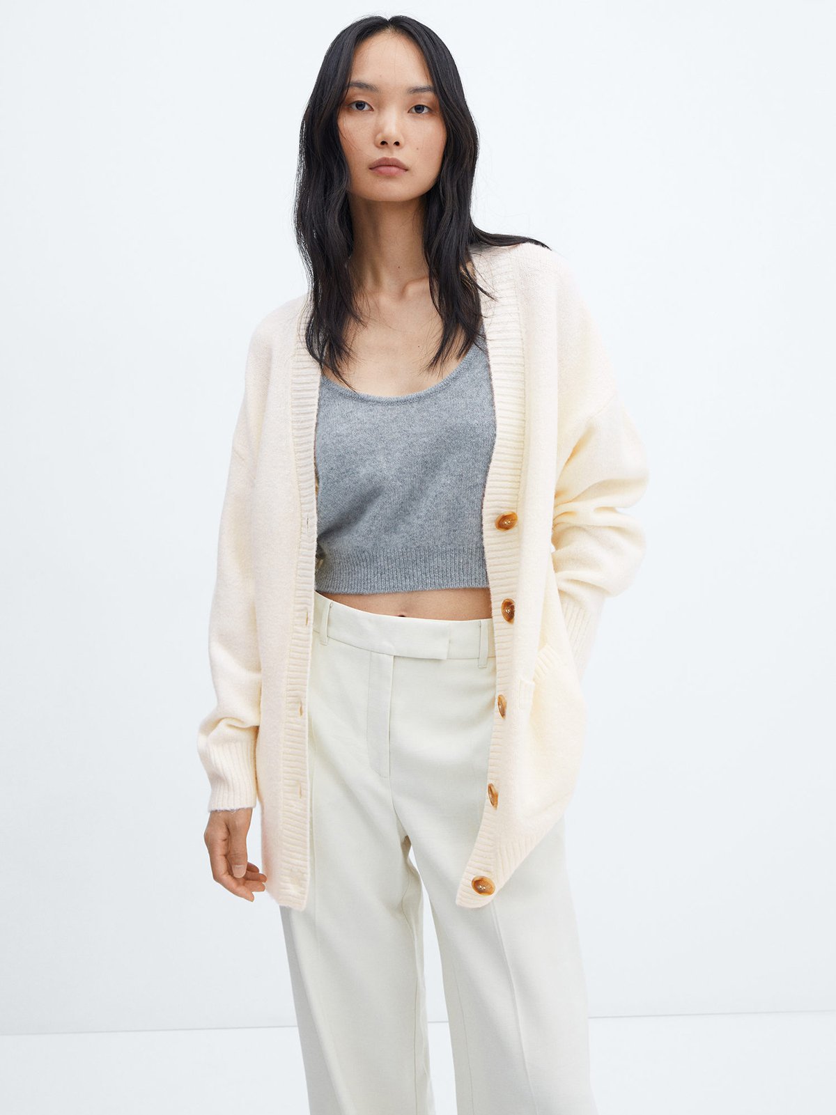 Mango cream cardigan best sale