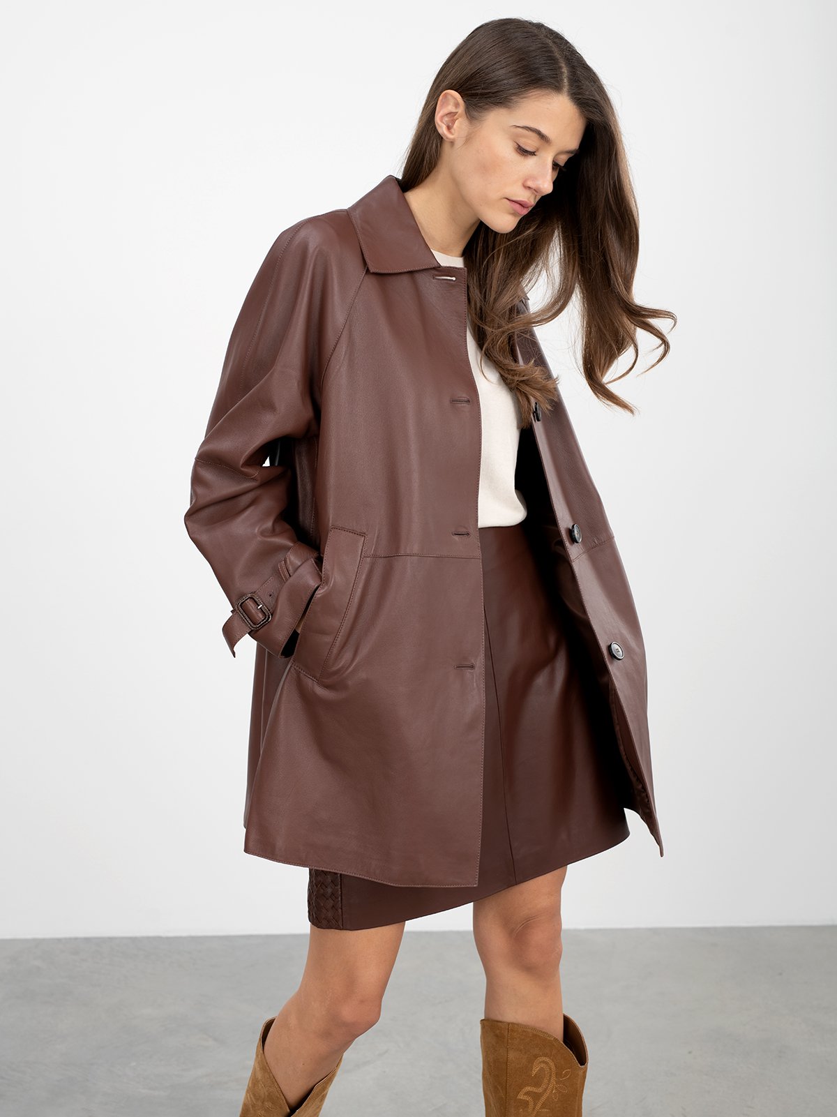 Women's leather jacket dark brown Weekend Max Mara | Soulz.ee Women's leather jacket dark brown Weekend Max Mara | Soulz.ee