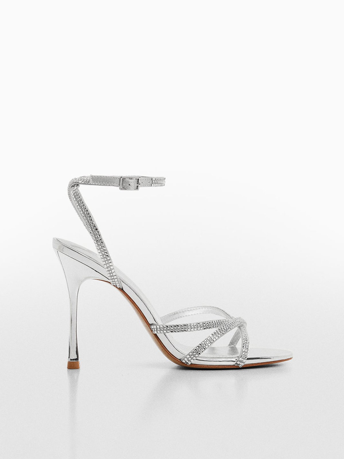 Women's high heel sandals silver MANGO | Soulz.lt