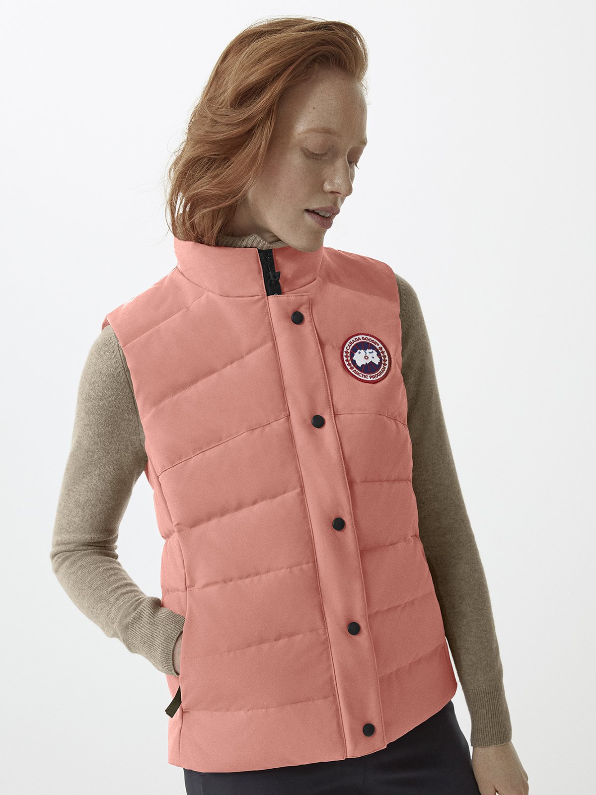 Women's down vest orange Canada Goose