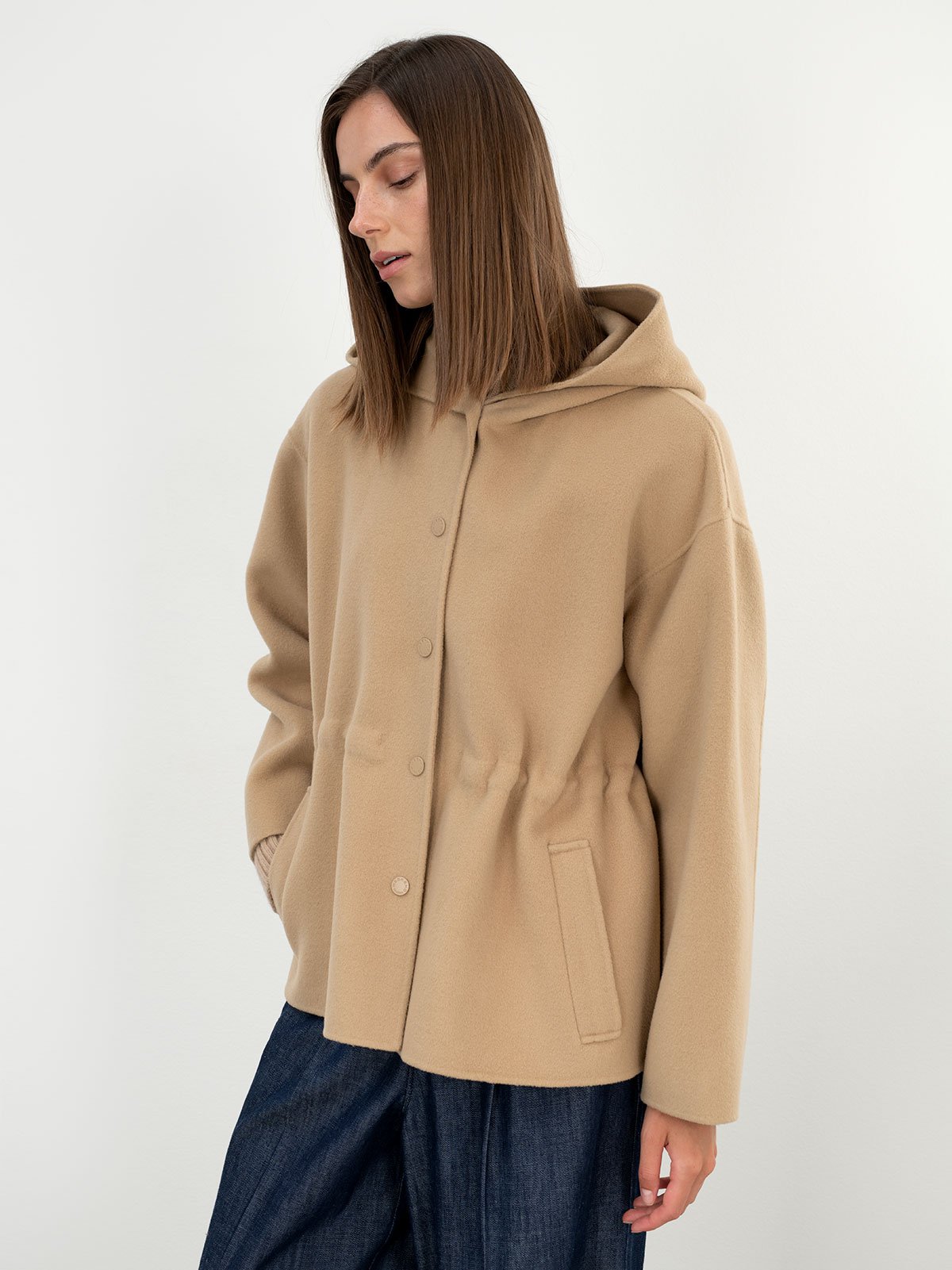 Women's short coat beige Weekend Max Mara | Soulz.lt