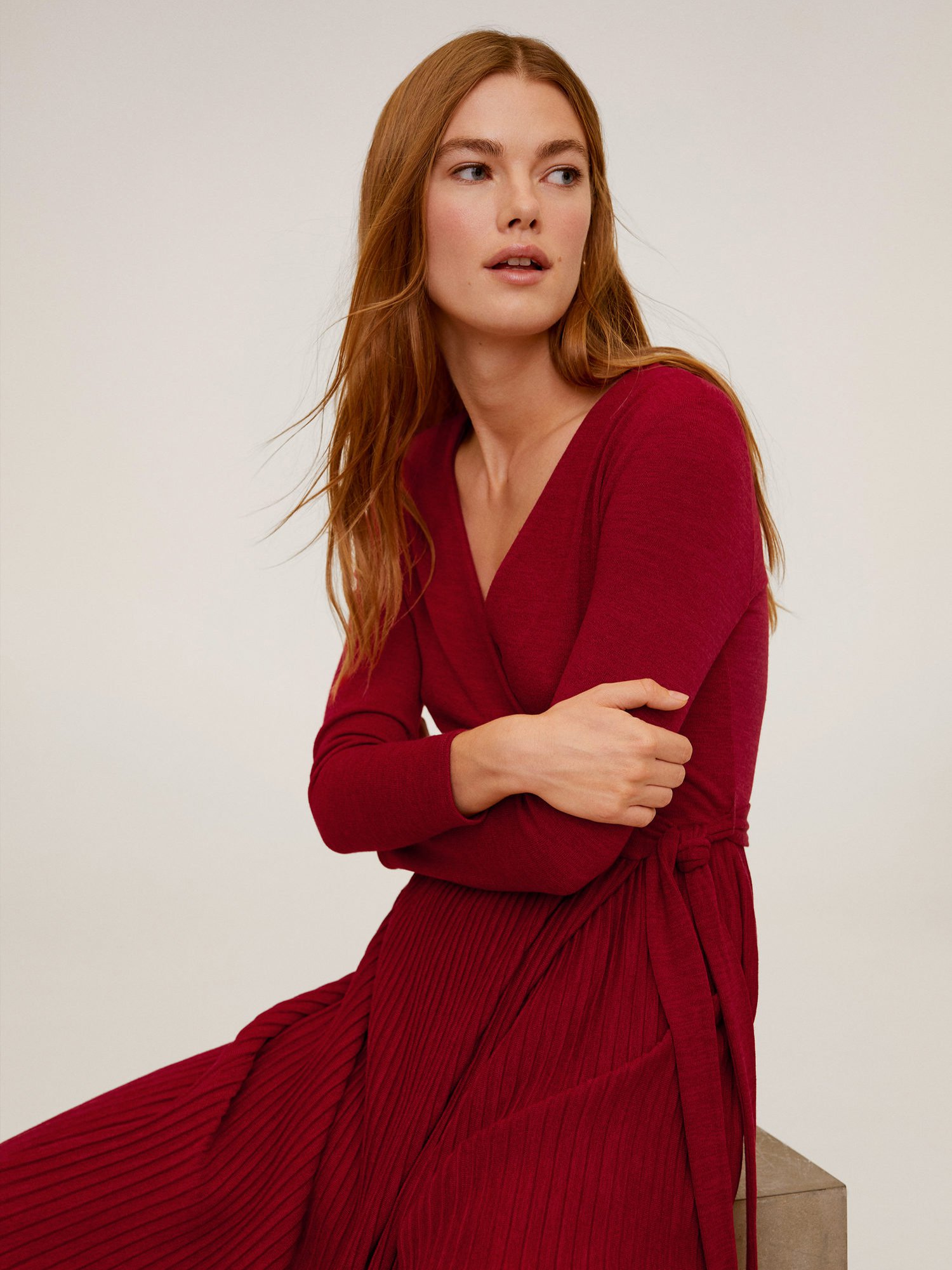 Mango red 2024 wrap dress